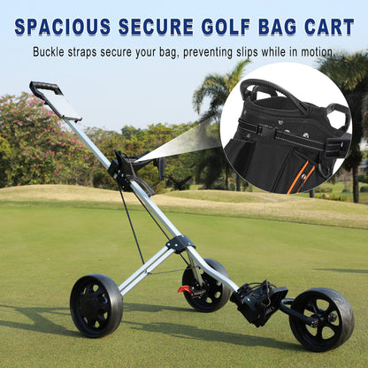 PGM Aluminum Foldable Golf Push Pull Cart with Stable Frame and Foot Brake