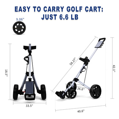 PGM Aluminum Foldable Golf Push Pull Cart with Stable Frame and Foot Brake