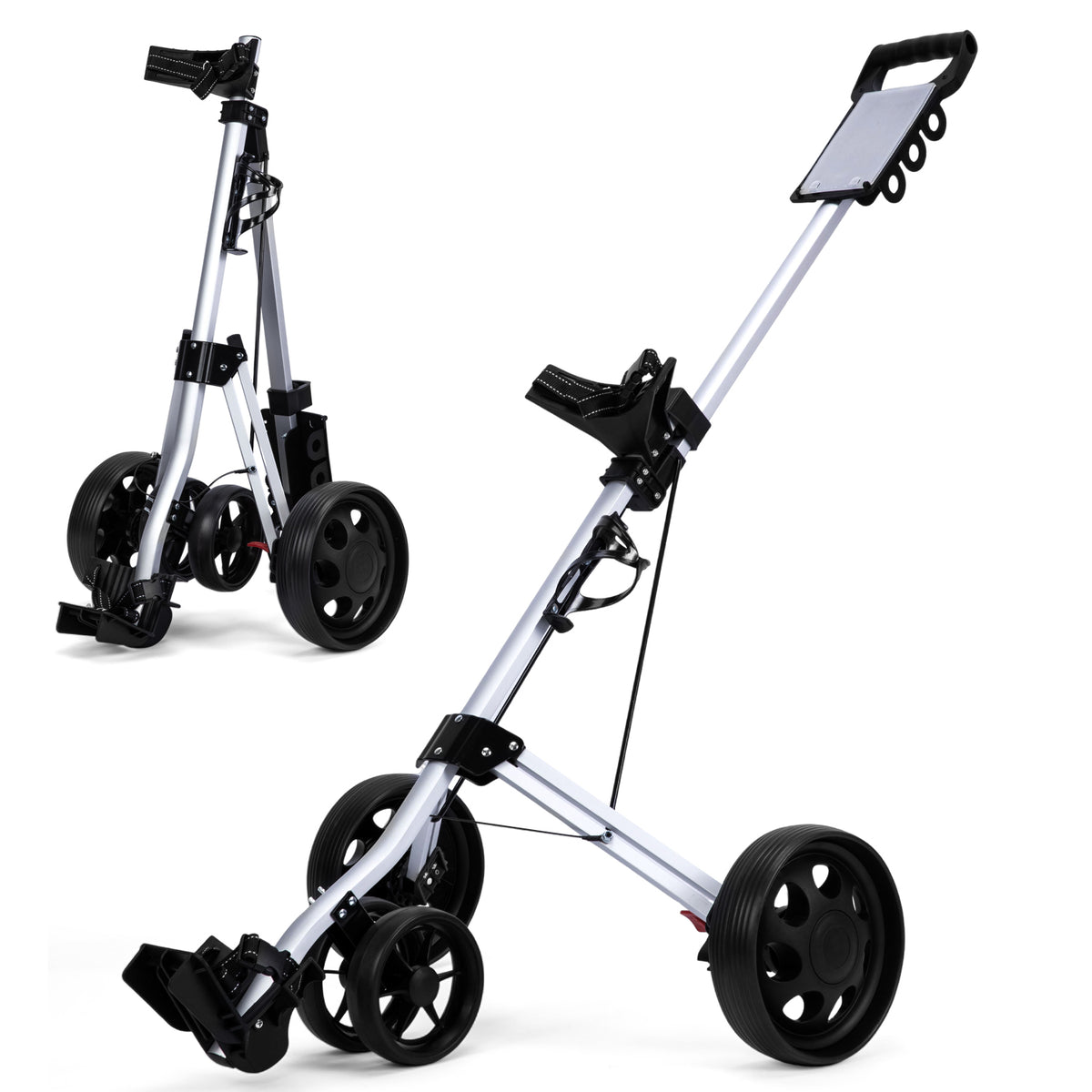 PGM Aluminum Foldable Golf Push Pull Cart with Stable Frame and Foot Brake