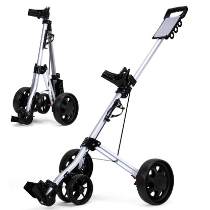 PGM Aluminum Foldable Golf Push Pull Cart with Stable Frame and Foot Brake