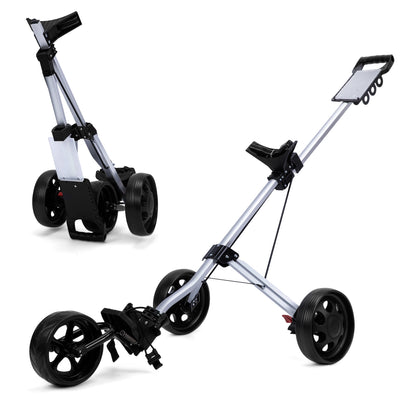 PGM Aluminum Foldable Golf Push Pull Cart with Stable Frame and Foot Brake