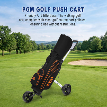 PGM Aluminum Foldable Golf Push Pull Cart with Stable Frame and Foot Brake