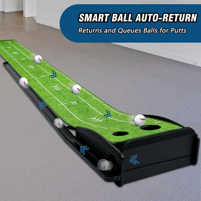 Golf Putting Mat with Automatic Ball Return
