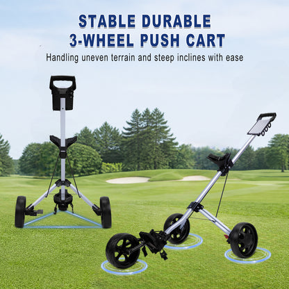PGM Aluminum Foldable Golf Push Pull Cart with Stable Frame and Foot Brake