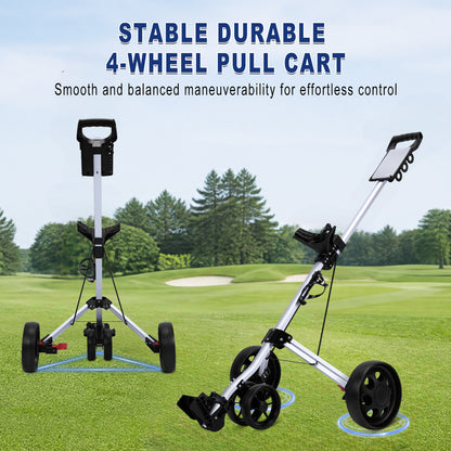 PGM Aluminum Foldable Golf Push Pull Cart with Stable Frame and Foot Brake