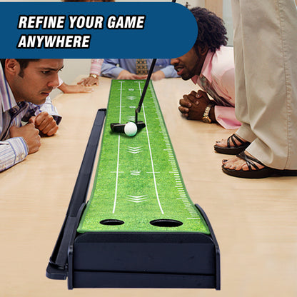 Golf Putting Mat with Automatic Ball Return
