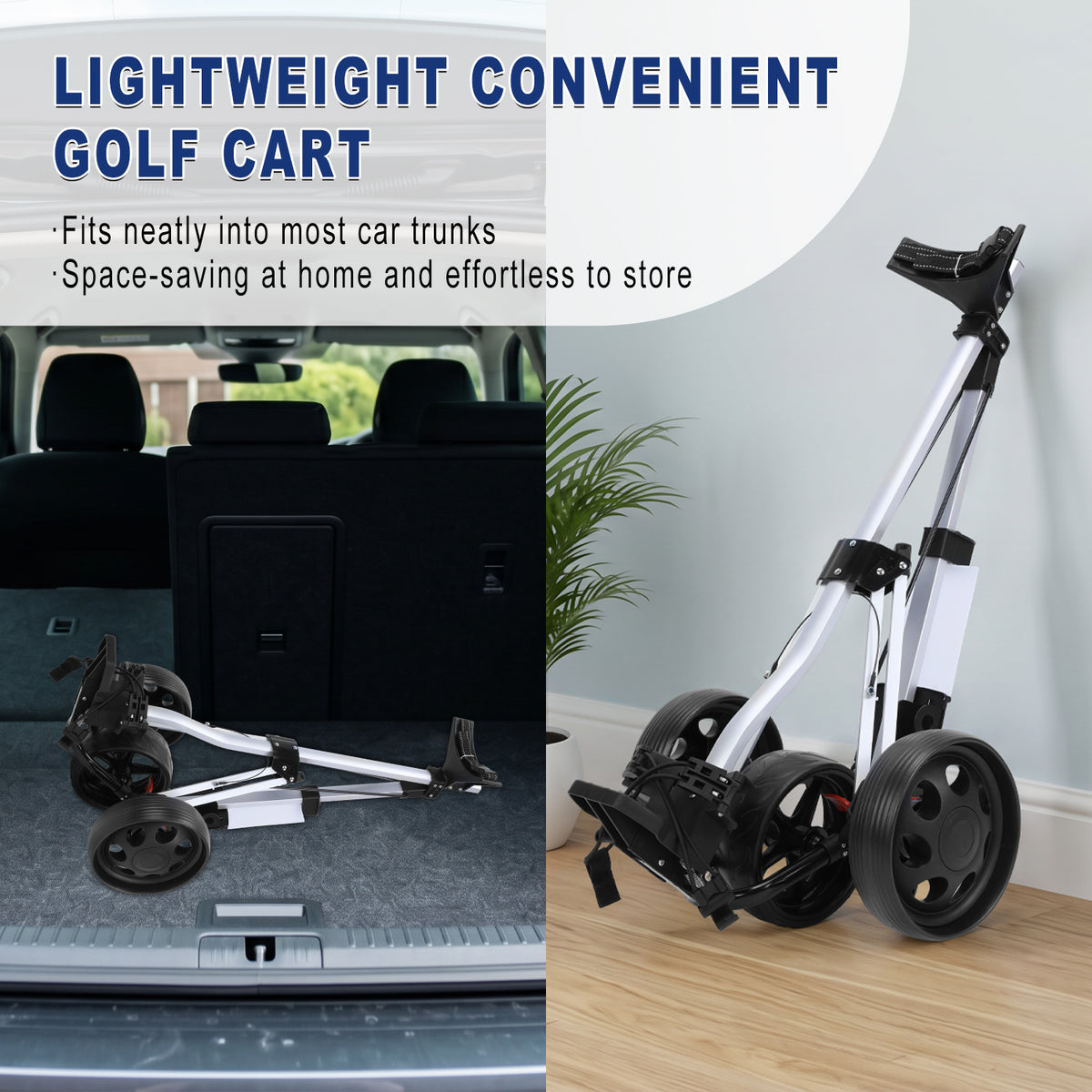 PGM Aluminum Foldable Golf Push Pull Cart with Stable Frame and Foot Brake