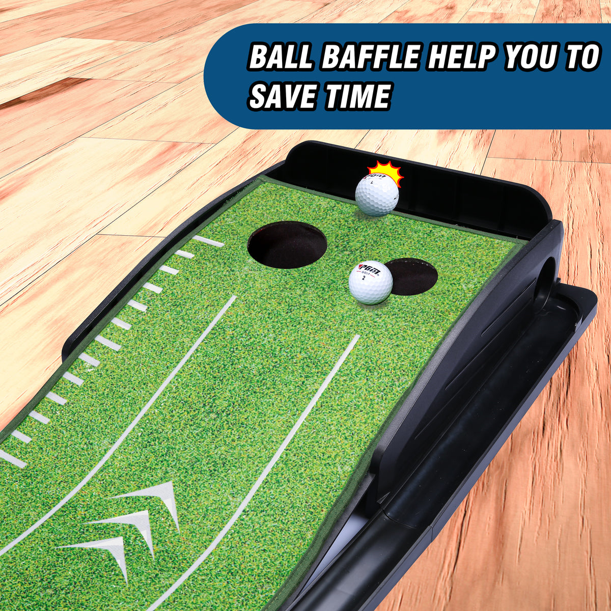 Golf Putting Mat with Automatic Ball Return