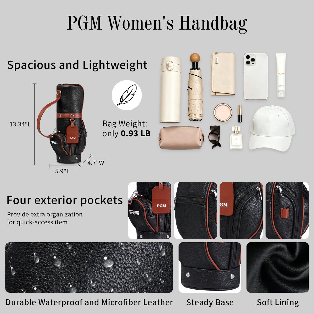 PGM Women Versatile Crossbody and Handbag for Work and Casual Outings#Black