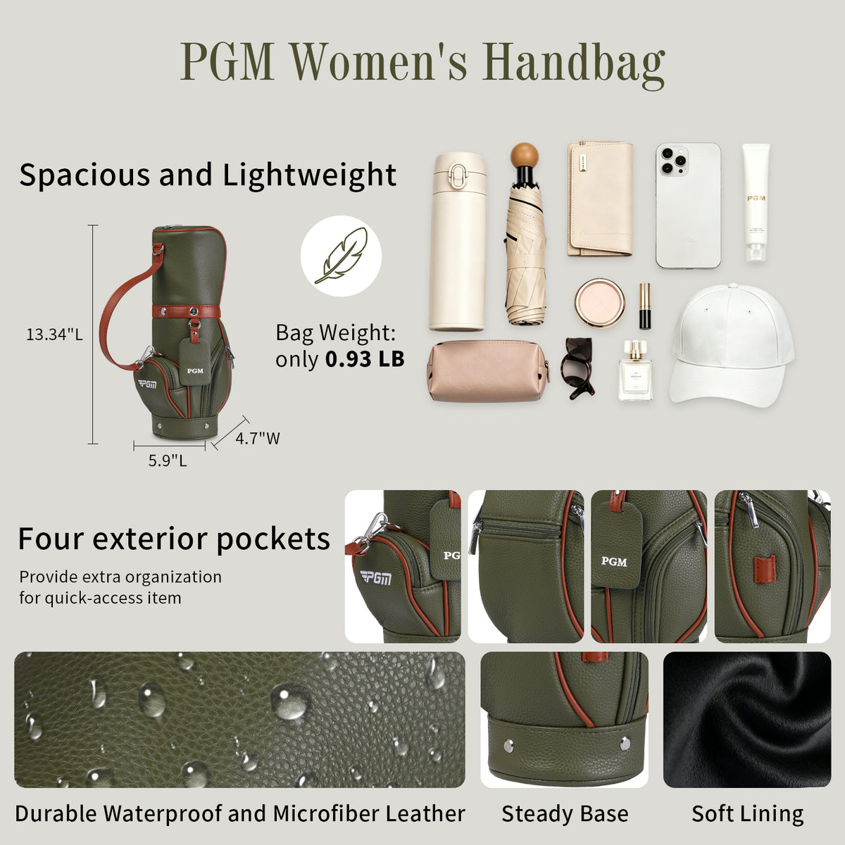PGM Women Versatile Crossbody and Handbag for Work and Casual Outings#Green