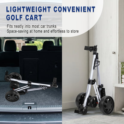 PGM Aluminum Foldable Golf Push Pull Cart with Stable Frame and Foot Brake