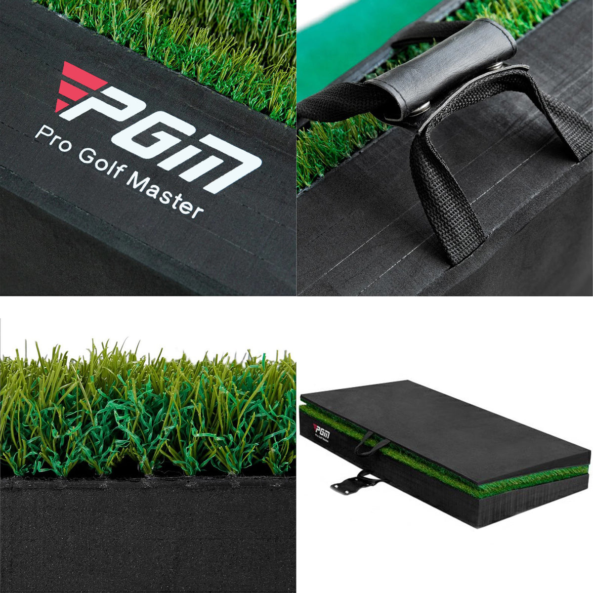 PGM 40"x 40" Golf Practice Mat - 4 Adjustable Simulation Slopes
