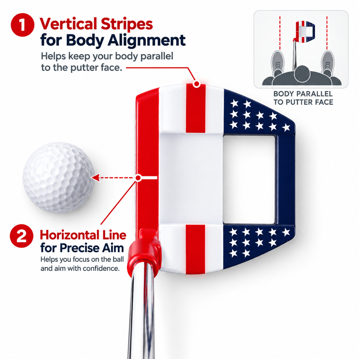 Old Glory Mallet Golf Putter