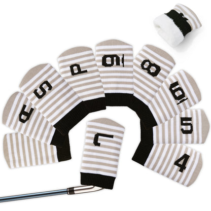 PGM 10 Pcs Golf Head Covers for Iron Club Set with Marked#Khaki
