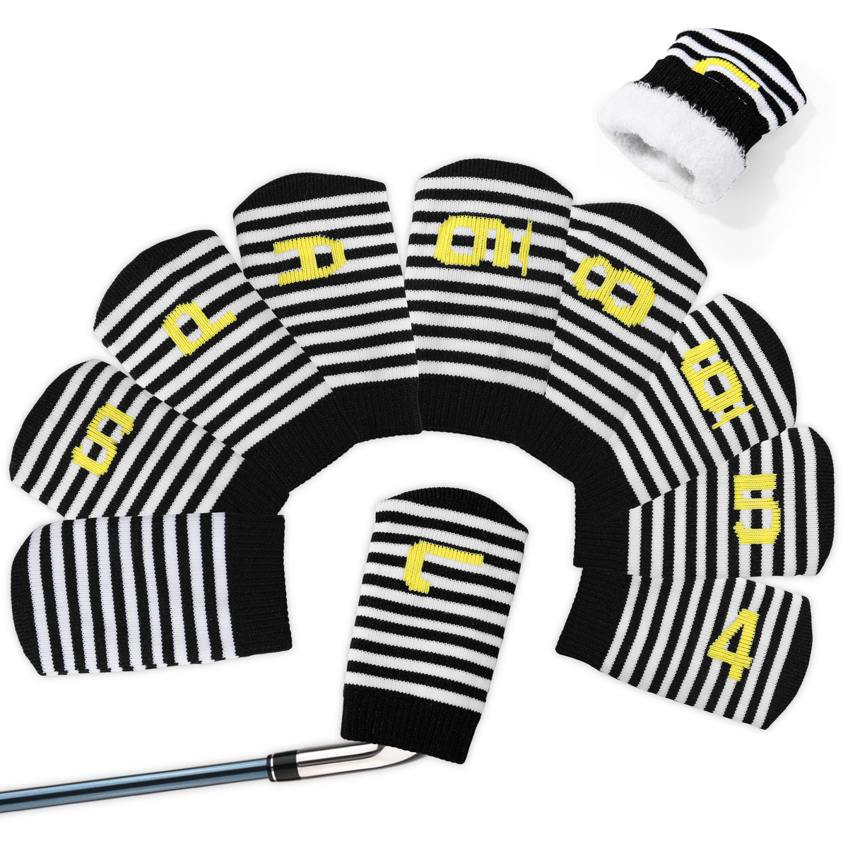 PGM 10 Pcs Golf Head Covers for Iron Club Set with Marked#Black
