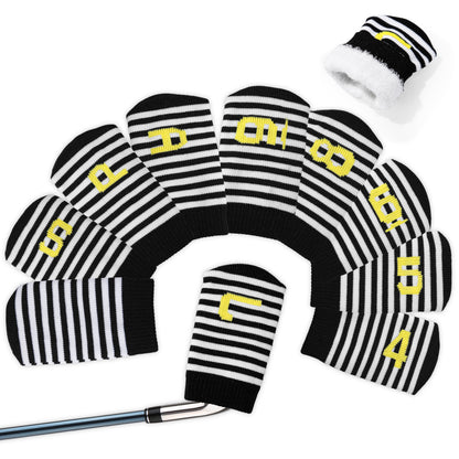 PGM 10 Pcs Golf Head Covers for Iron Club Set with Marked#Black