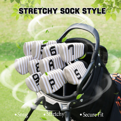 PGM 10 Pcs Golf Head Covers for Iron Club Set with Marked#Khaki