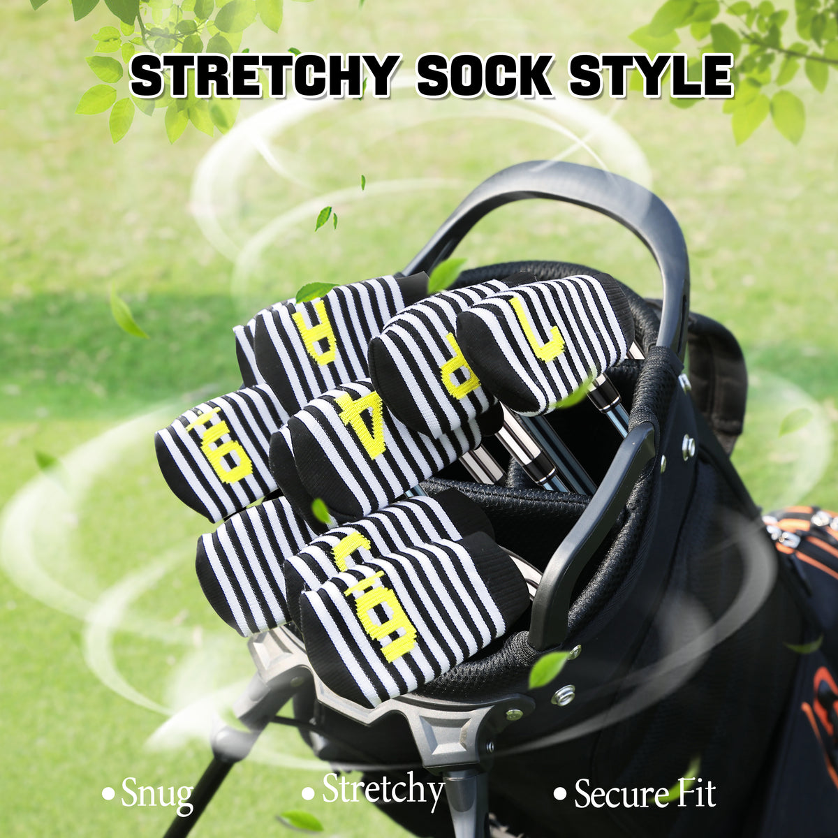 PGM 10 Pcs Golf Head Covers for Iron Club Set with Marked#Black