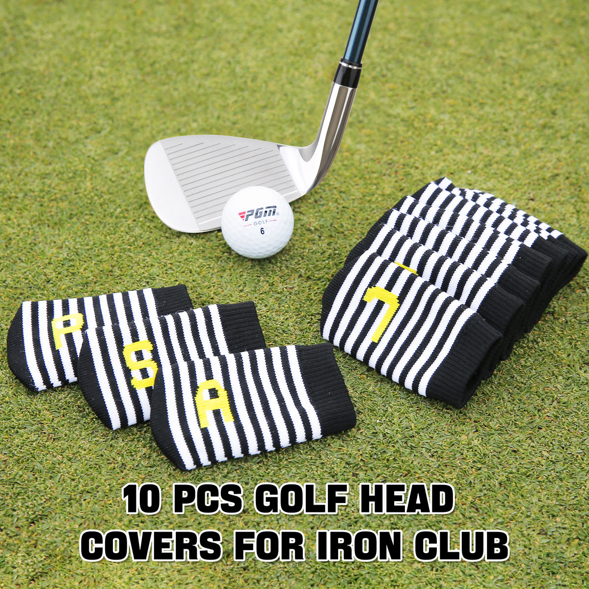 PGM 10 Pcs Golf Head Covers for Iron Club Set with Marked#Black
