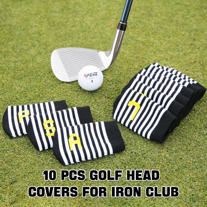 PGM 10 Pcs Golf Head Covers for Iron Club Set with Marked#Black