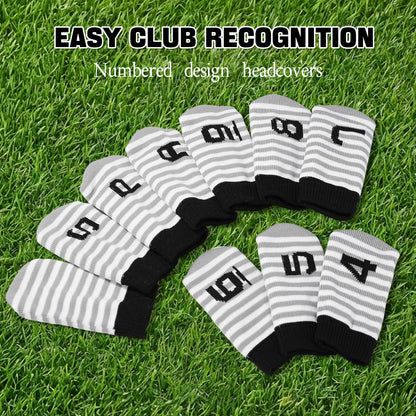 PGM 10 Pcs Golf Head Covers for Iron Club Set with Marked#Grey