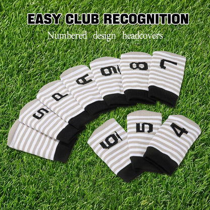 PGM 10 Pcs Golf Head Covers for Iron Club Set with Marked#Khaki