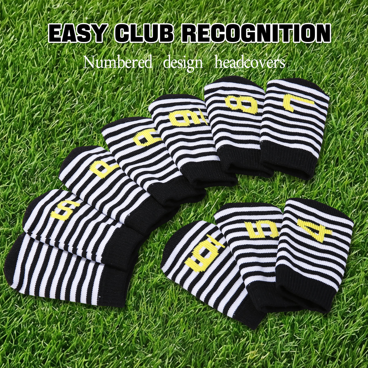 PGM 10 Pcs Golf Head Covers for Iron Club Set with Marked#Black