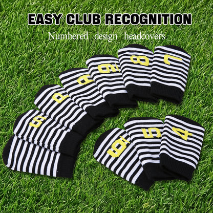 PGM 10 Pcs Golf Head Covers for Iron Club Set with Marked#Black