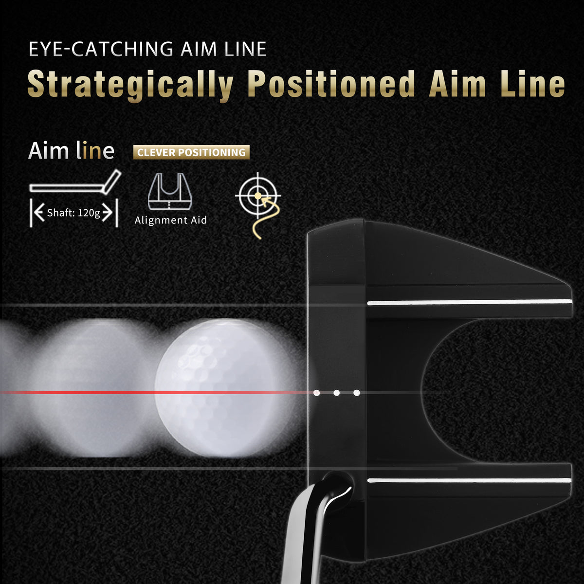 YB-011M CNC‑Milled Low‑CG Golf Putter#Black