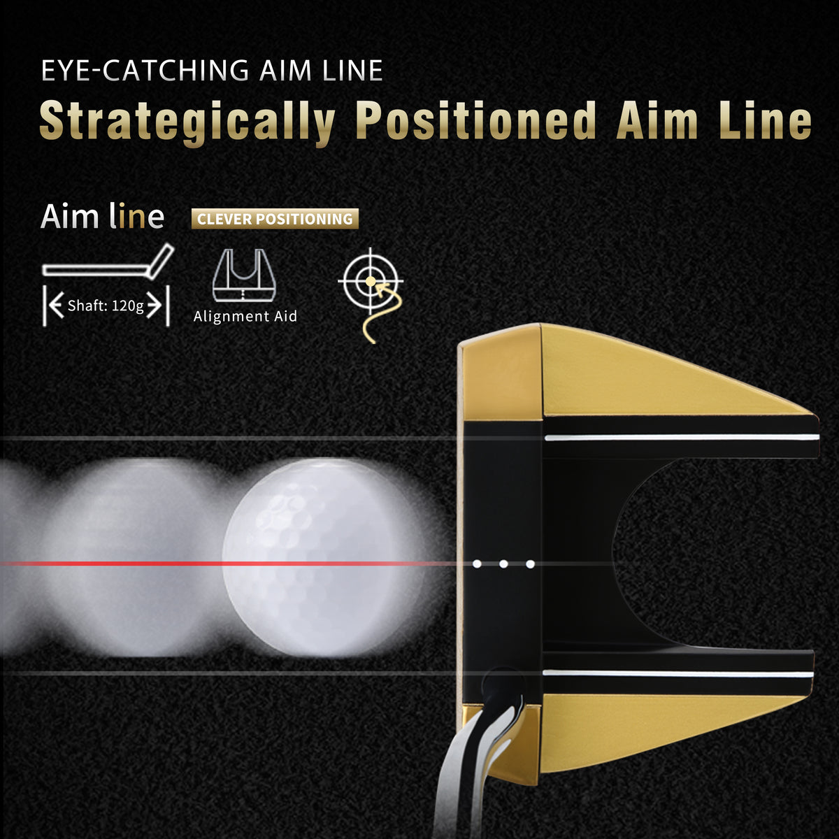 YB-011M CNC‑Milled Low‑CG Golf Putter#Gold