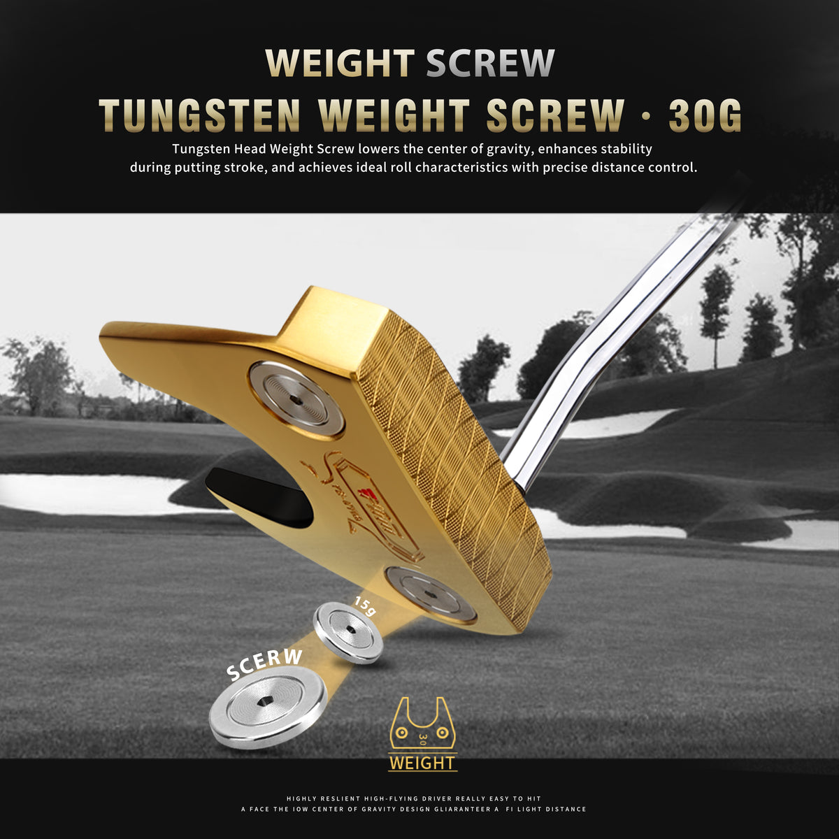 YB-011M CNC‑Milled Low‑CG Golf Putter#Gold