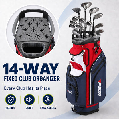PGM Golf Cart Bag, 14-Way Divider with Club Lock System, Waterproof