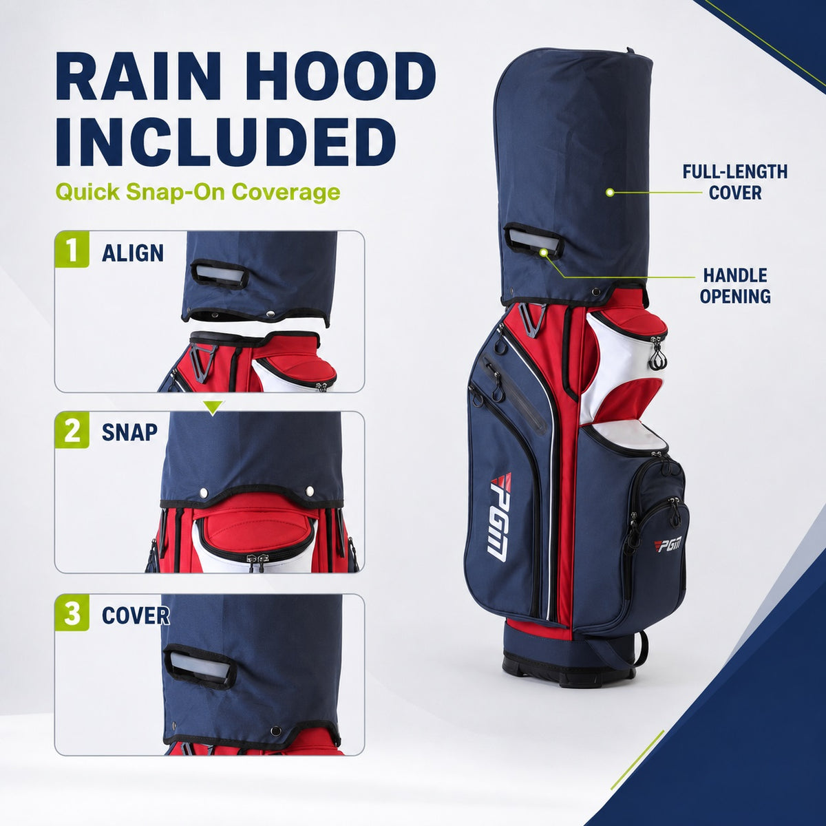 PGM Golf Cart Bag, 14-Way Divider with Club Lock System, Waterproof